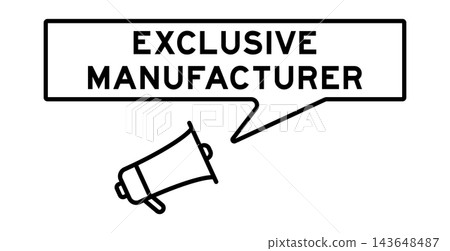 Megaphone icon with speech bubble in word exclusive manufacturer on white background Megaphone icon with speech bubble in word exclusive manufacturer on white background 143648487