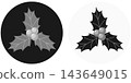 Set of holly icon illustrations with a round background / Christmas illustration materials 143649015