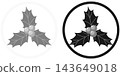 Set of holly icon illustrations enclosed in a circle / Christmas circular frame material 143649018