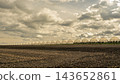 Row Of Greenhouses On Agricultural Field Under Dramatic Cloudy Sky For Commercial Horticulture 143652861