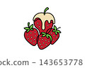 Cream covered strawberries illustration in vector line art drawing style 143653778