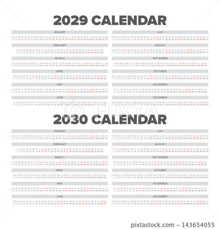 2029 and 2030 Linear Calendar Templates 2029 and 2030 Linear Calendar Templates 143654055
