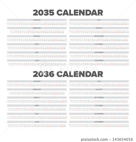 2035 and 2036 Linear Yearly Calendar Templates 2035 and 2036 Linear Yearly Calendar Templates 143654058