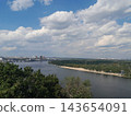 Scenic panoramic view of Kyiv cityscape with Dnieper river 143654091