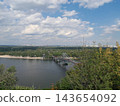Scenic panoramic view of Kyiv cityscape with Dnieper river 143654092