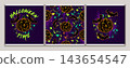 Halloween pattern, labels with traditional carved pumpkin with cute baby face, bats, text. Neon fluorescent paint strokes, ink splatters, paint drips. Grunge style for holiday design 143654547