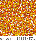 Seamless pattern with candy corn, traditional Halloween sweets. High dense composition with solid coverage of sweets. Perfect for gift wrap, party decorations, fabric prints 143654571