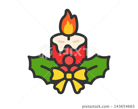 Christmas candle icon (line art, color illustration) Christmas candle icon (line art, color illustration) 143654665