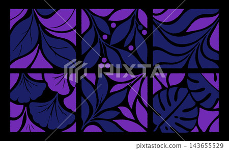 Purple and Navy Tropical Leaf Abstract Background.Vector Illustration Purple and Navy Tropical Leaf Abstract Background.Vector Illustration 143655529