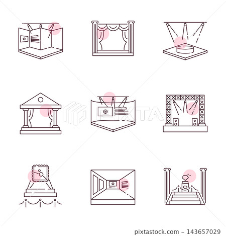 Exhibition hall and concert hall icon Exhibition hall and concert hall icon 143657029