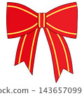 Red ribbon with yellow line trim 143657099