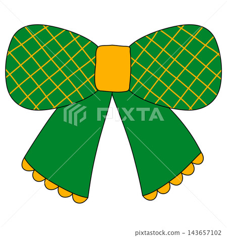 Green ribbon with a checkered pattern 143657102