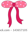 Pink ribbon with a small floral pattern 143657105