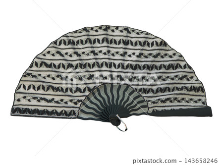 Traditional Black and White Folding Hand Fan Isolated on White Traditional Black and White Folding Hand Fan Isolated on White 143658246