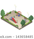 [Isometric Image] Children's Park - Rectangle - Transparent PNG - Includes People 143658485