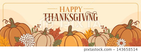 Happy Thanksgiving horizontal banner vector template. Happy Thanksgiving horizontal banner vector template. 143658514