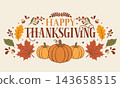 Happy Thanksgiving horizontal banner vector design. 143658515
