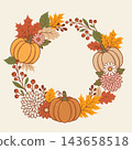 Autumn pumpkin wreath frame vector illustration. 143658518