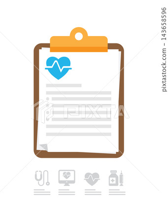 medical record report clipboard icon for healthcare data and patient check 143658596
