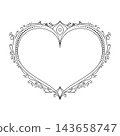 Dotted Heart Frame Outline with Delicate Flourish Border for Wedding, Bridal Shower, and Henna Art 143658747