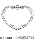 Romantic Heart Shaped Frame with Little Hearts and Swirls Line Art for Valentine and Wedding 143658748