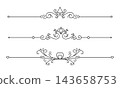 Vintage Ornamental Calligraphy Text Dividers and Page Flourish Line Art Border Set 143658753