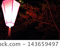 夜晚路燈照亮的路燈 143659497