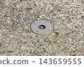Metal sprinkler nozzles on snow-melting pipes installed on roads in Yuzawa Town, Niigata Prefecture. 143659555