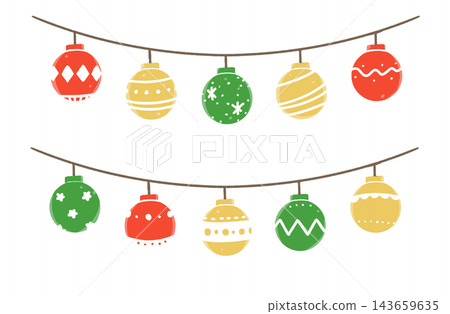 Illustration of hand-drawn Christmas ornaments 143659635
