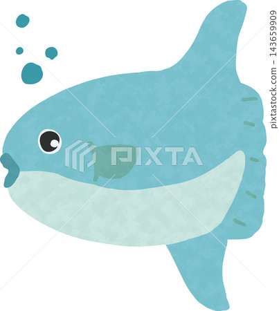 A cute, hand-drawn illustration of a sunfish A cute, hand-drawn illustration of a sunfish 143659909