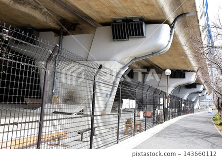 Chigasaki City: Skateboard park and walking paths at Shonan Yume Wakuwaku Park under the elevated Shin-Shonan Bypass. Chigasaki City: Skateboard park and walking paths at Shonan Yume Wakuwaku Park under the elevated Shin-Shonan Bypass. 143660112