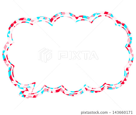 Stained glass style speech bubble, triangular pattern, elongated cloud shape Stained glass style speech bubble, triangular pattern, elongated cloud shape 143660171