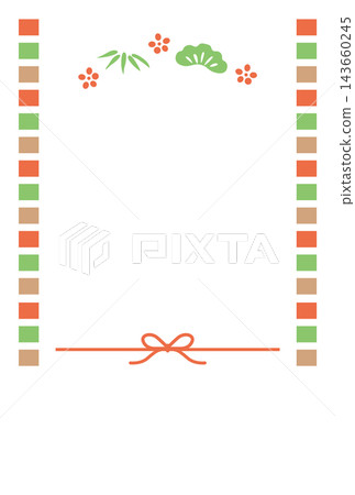 New Year's card design for the Year of the Sheep, featuring a Japanese-style frame with pine, bamboo, plum blossoms, and a lattice pattern. New Year's card design for the Year of the Sheep, featuring a Japanese-style frame with pine, bamboo, plum blossoms, and a lattice pattern. 143660245