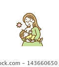 哺乳期母親疼痛的插圖（手繪向量圖） 143660650