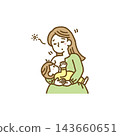 母親在哺乳時打瞌睡的插圖（手繪向量圖） 143660651