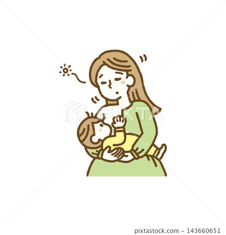 母親在哺乳時打瞌睡的插圖(手繪向量圖) 母親在哺乳時打瞌睡的插圖(手繪向量圖) 143660651