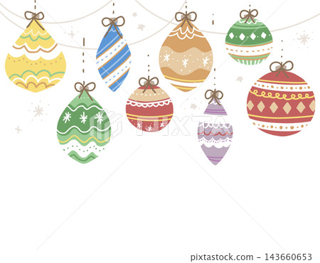 Illustration of hand-drawn Christmas ornaments Illustration of hand-drawn Christmas ornaments 143660653