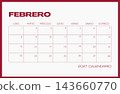 February 2027 Spanish monthly calendar template horizontal landscape page. Minimalist printable month planner grid for corporate office, school study, family schedule and event planning. 143660770