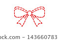 Stitched ribbon bow vector icon with dashed outline detail. Decorative hand drawn embroidery seam line art element for gift tag, greeting card, invitation and sewing craft design. 143660783