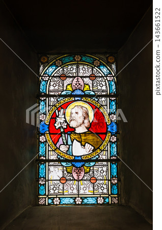 Church stained glass image, France Church stained glass image, France 143661522