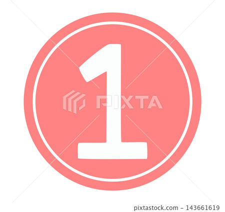 A number icon with a pastel-colored, round red frame - 1 A number icon with a pastel-colored, round red frame - 1 143661619
