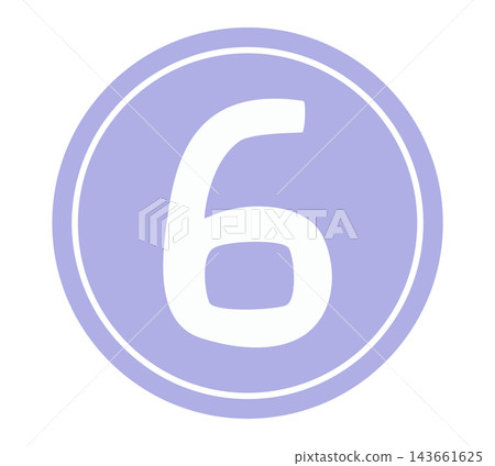 A round, pastel-colored purple framed number icon - 6 143661625