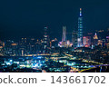 Taipei city skyline aerial view at night with Taipei 101 and illuminated skyscrapers in Taiwan 143661702
