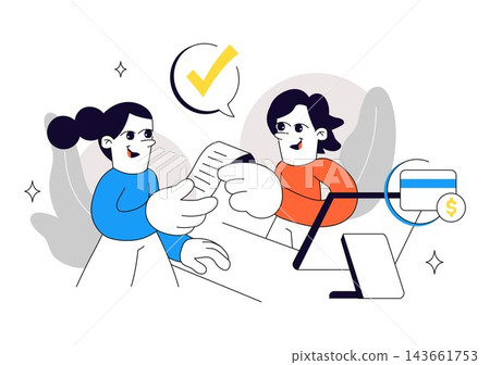 POS System Illustration Featuring Digital Cash Register, Online Shopping Cart, Payment Processing, Sales Management, and Retail Business Technology 143661753