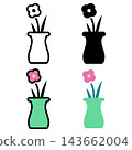 Vase icon, flower, interior, plant, lifestyle, simple, black and white, color, vector illustration 143662004
