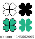 Four-leaf clover icon, happiness, good fortune, nature, simple, black and white, color, vector illustration. 143662005