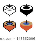 Spinning top icon, spinning top, New Year's Day, Japanese culture, simple, black and white, color, vector illustration 143662006