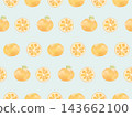 Seamless background illustration of oranges painted in watercolor. 143662100