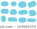A set of cute, simple, handwritten-style speech bubbles (light blue). 143662554