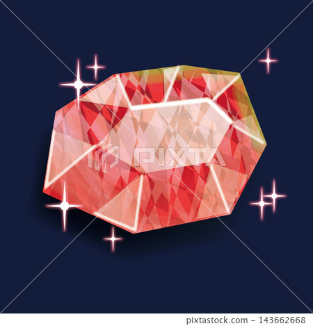 一顆閃閃發光的紅色寶石的插圖。 143662668